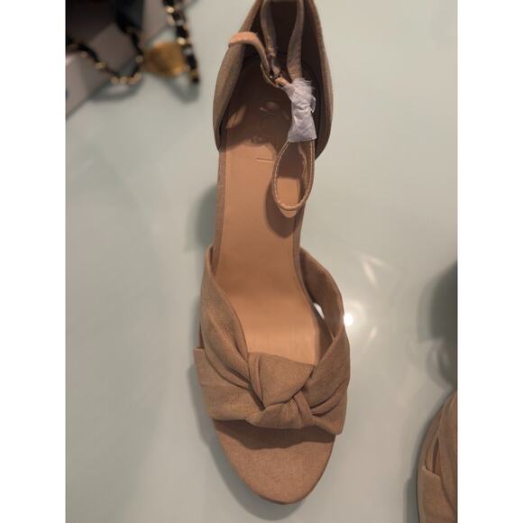 LOFT Tan Knotted Platform Heels Size 9.5 NEW - Picture 3 of 9